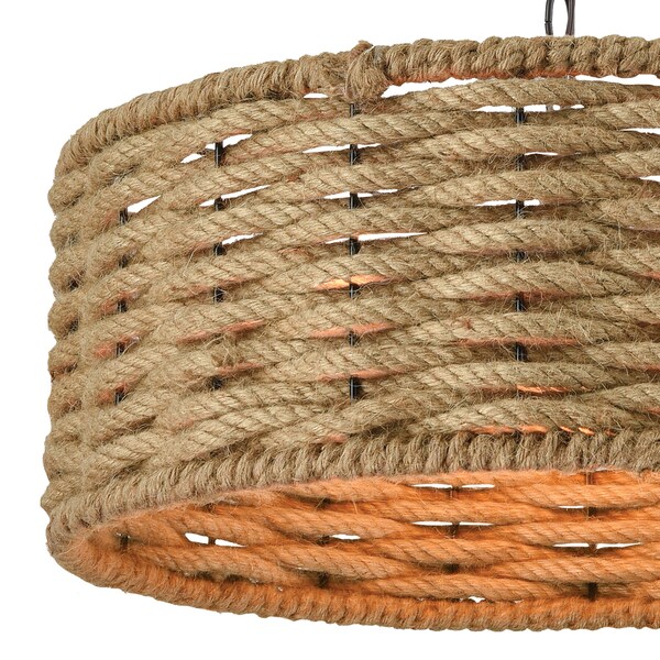 Weaverton 3-Lght Chandelier In Brnz W/Natural Rope-wrapped Shade